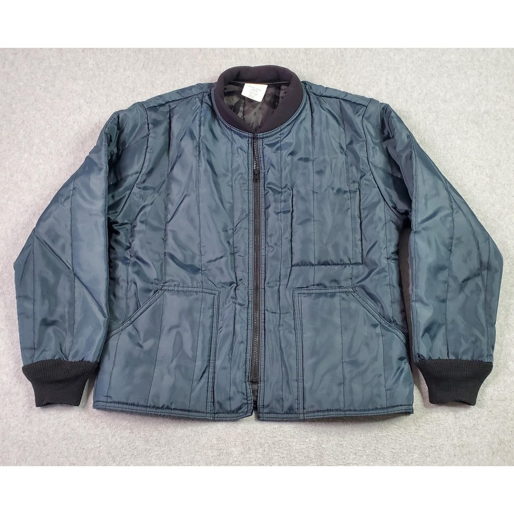 RefrigiWear Jacket Mens Large Blue Insulated Quilted Liner Zip Bomber 0925R